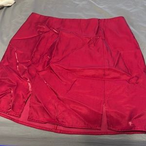Red iridescent mini skirt